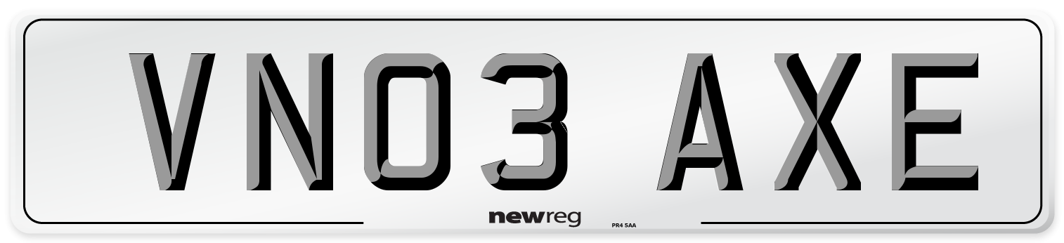 VN03 AXE Number Plate from New Reg